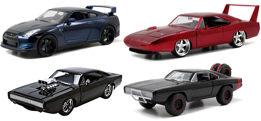 FAST AND FURIOUS 7 1:24 DIECAST CAR MOVIE TOY COLLECTOR SET OF 4 GT-R ...