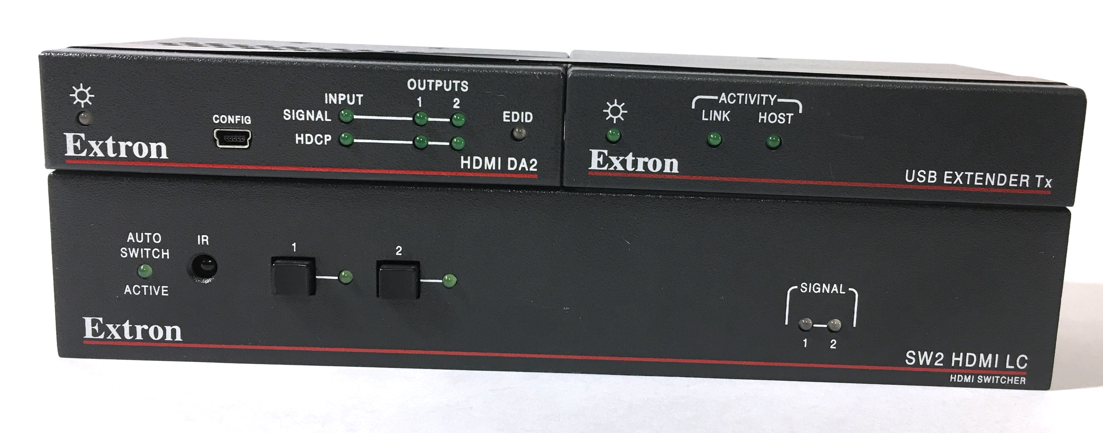 Bundle of Extron Sw2 HDMI LC/ HDMI DA2/ & USB twisted pair extender tx