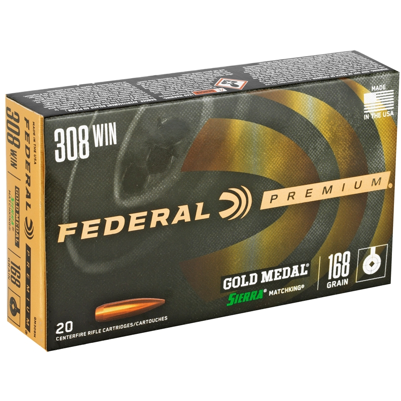Federal Gold Medal Match 308 Winchester 168 Gr SMK NEW GM308M 20 Rd Box-img-0