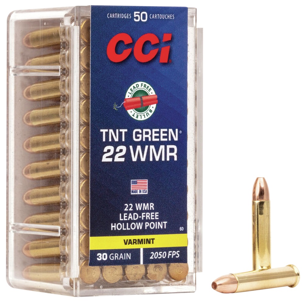 CCI TNT Green .22 Winchester Magnum, 30 Gr. Jacketed Hollow Point NEW 0060-img-0