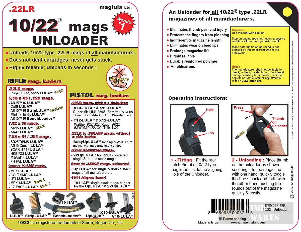 TWO Maglula RUGER 10/22-type .22LR Mag UNLoaders LU32B-img-1