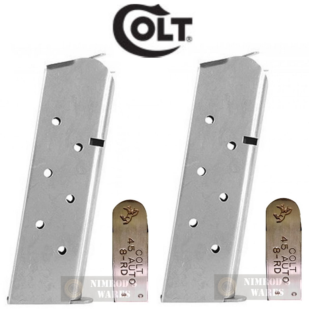 TWO COLT 1911 Gov't Gold Cup Commander Double Eagle 45ACP 8 Round MAGAZINES-img-0