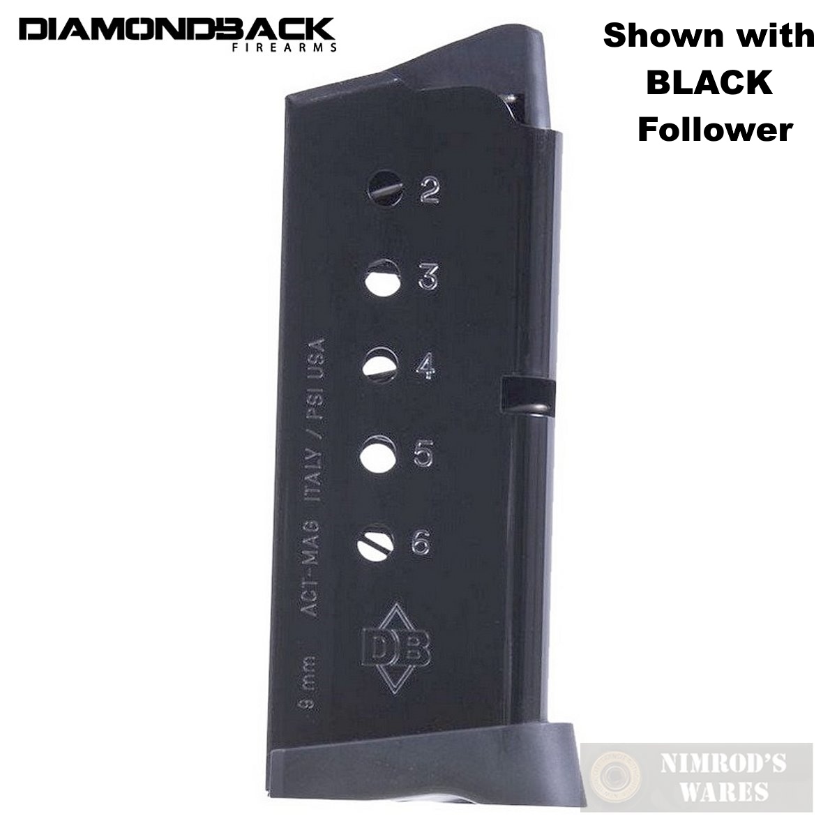 Diamondback DB9 9mm 6 Round MAGAZINE Flat Bottom Plate DB9-MAG-img-1