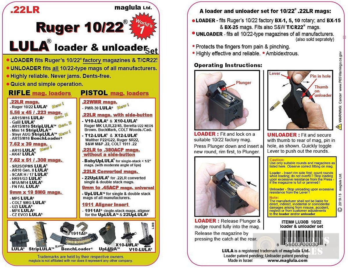 TWO MagLula Ruger 10/22 S&W T/CR22 TandemKross .22LR LOADER + UNLOADER SETS-img-4