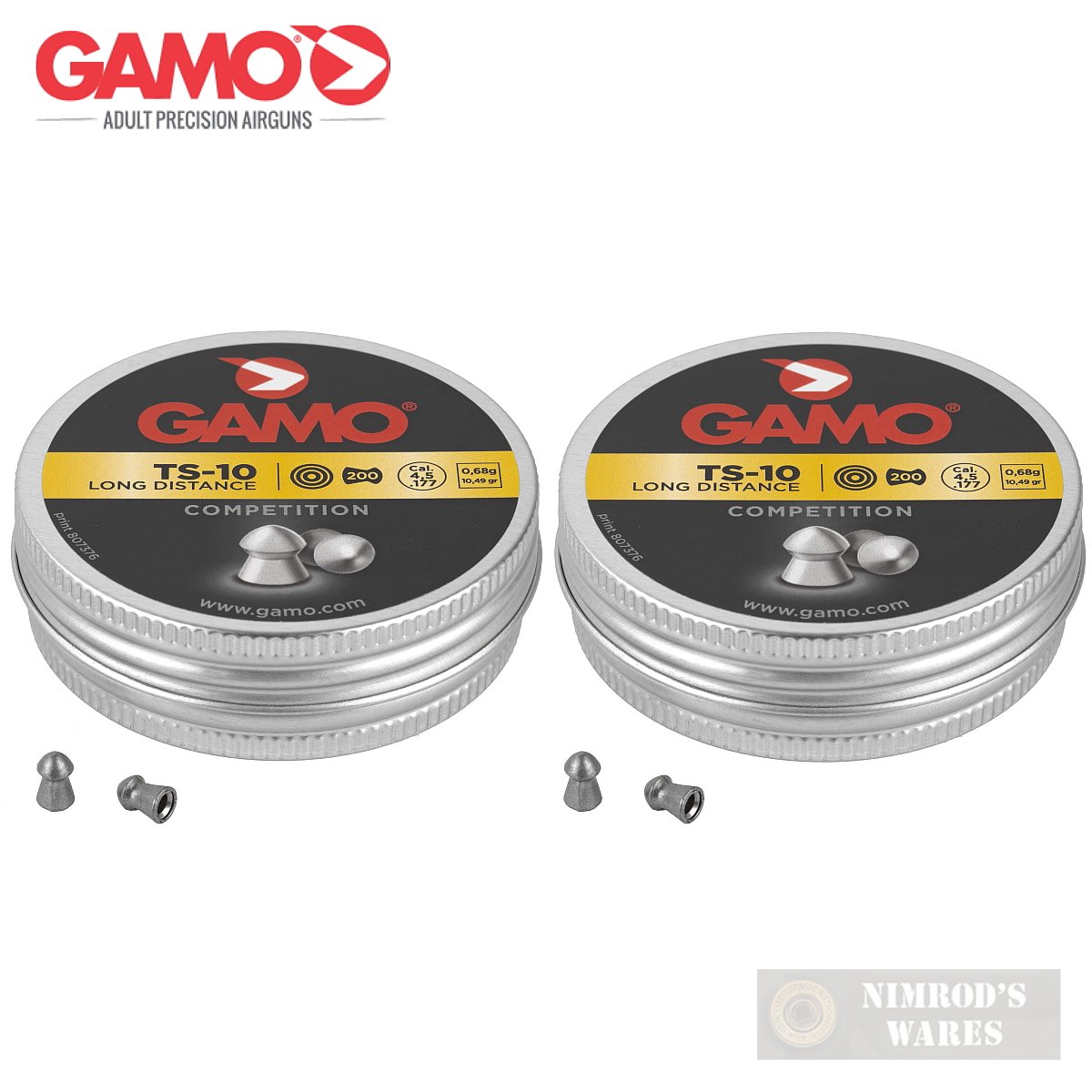 Gamo TS-10 LONG DISTANCE COMPETITION .177 Pellets 2-PACK Domed-img-0
