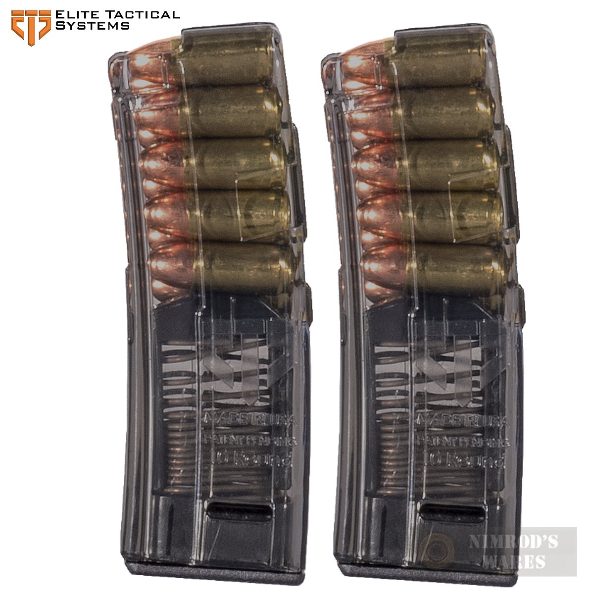 ETS H&K MP5 MP5K HK94 SP89 SP5K 9mm 10 Round MAGAZINE 2-PACK Carbon Smoke-img-0