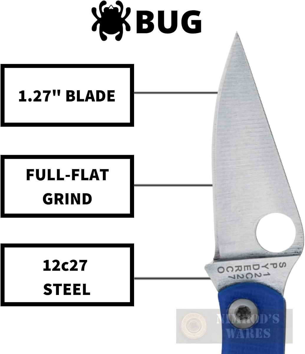 Spyderco BUG 1.27" MICRO KNIFE Blue G-10 C133GBLP-img-2