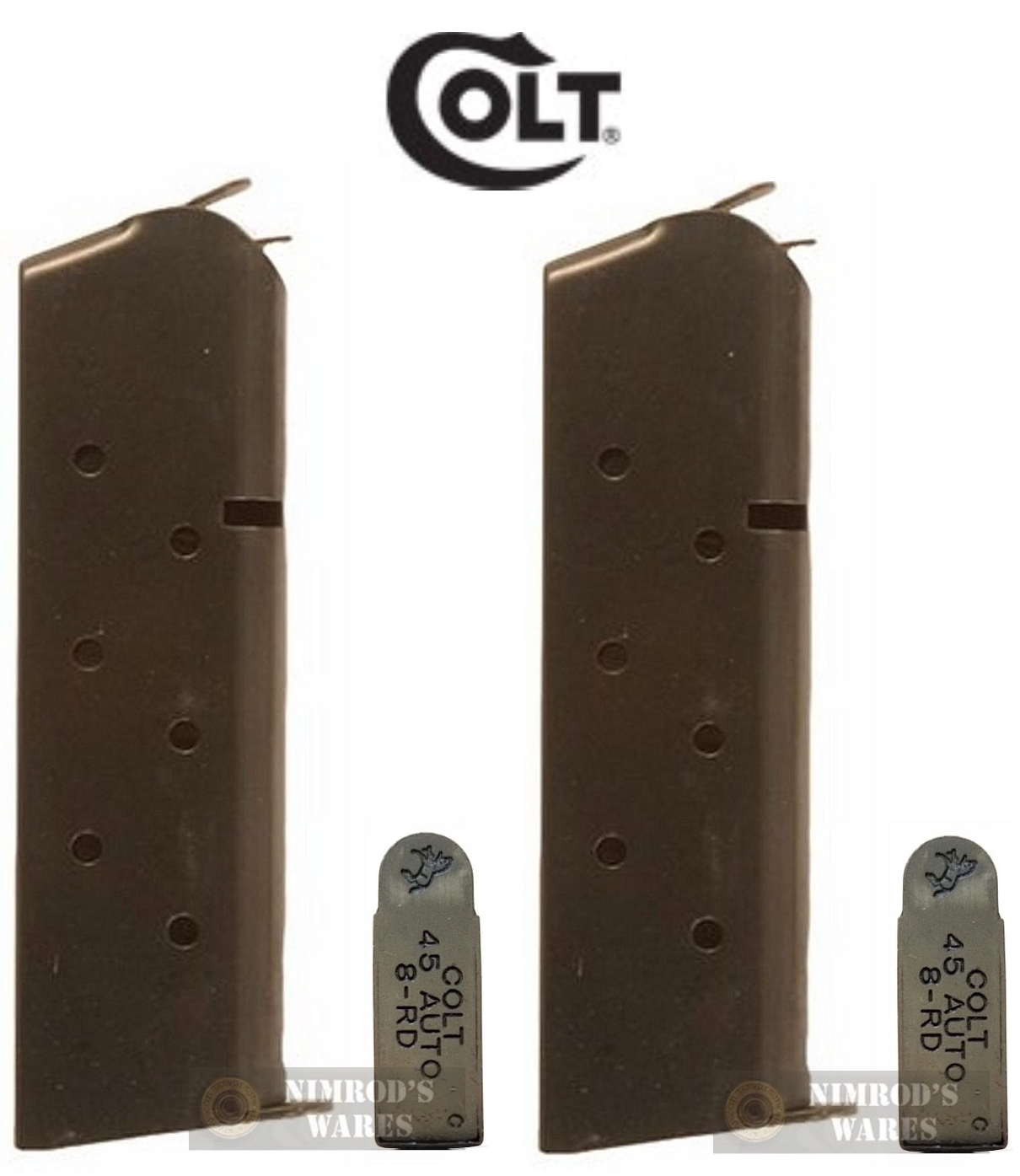 TWO COLT 1911 Gov't Gold Cup Comm Dbl Egle 45ACP 8 Round Magazines SP54926B-img-0