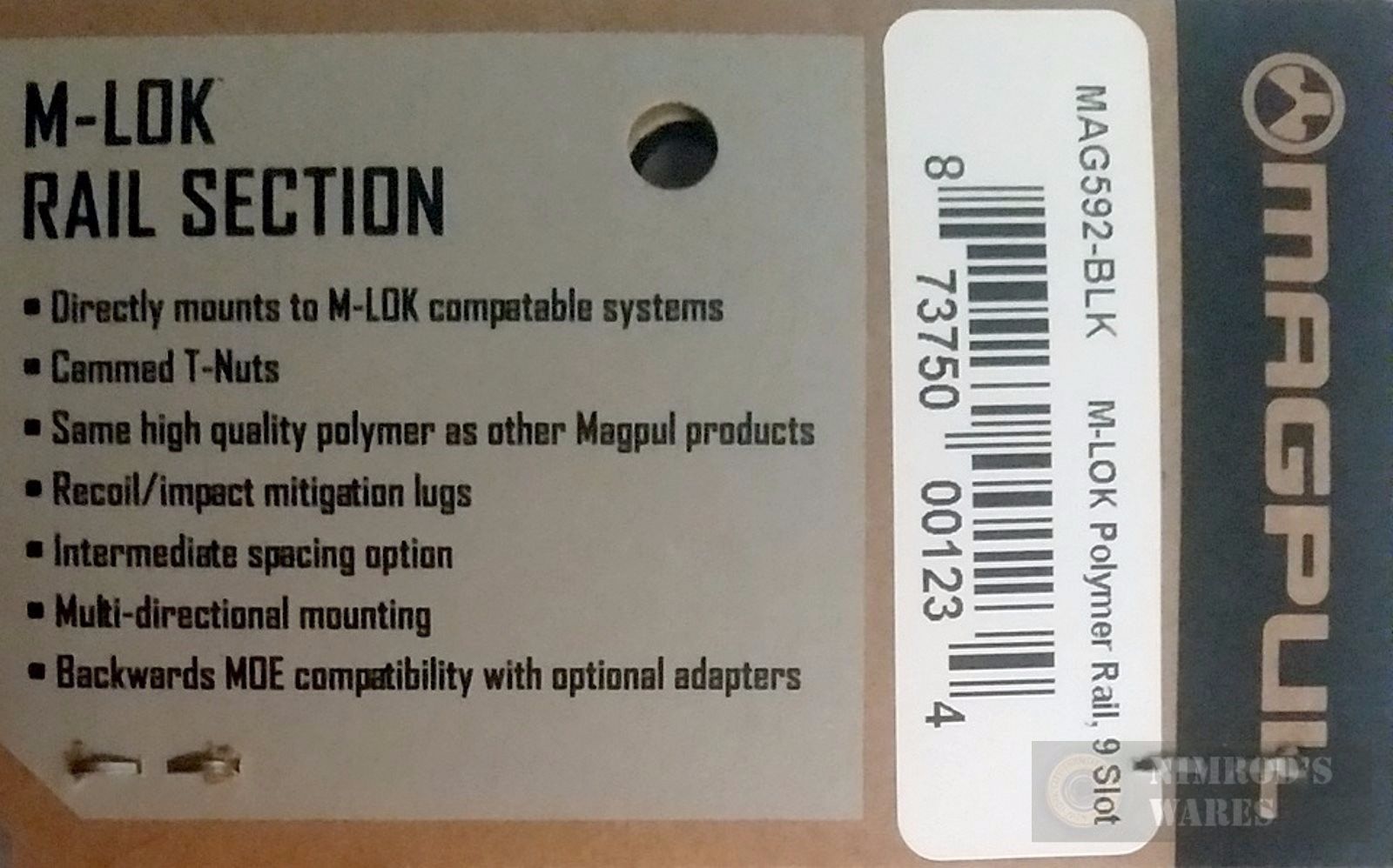 MAGPUL M-LOK Polymer Rail Section 9 Slots MAG592-BLK-img-1