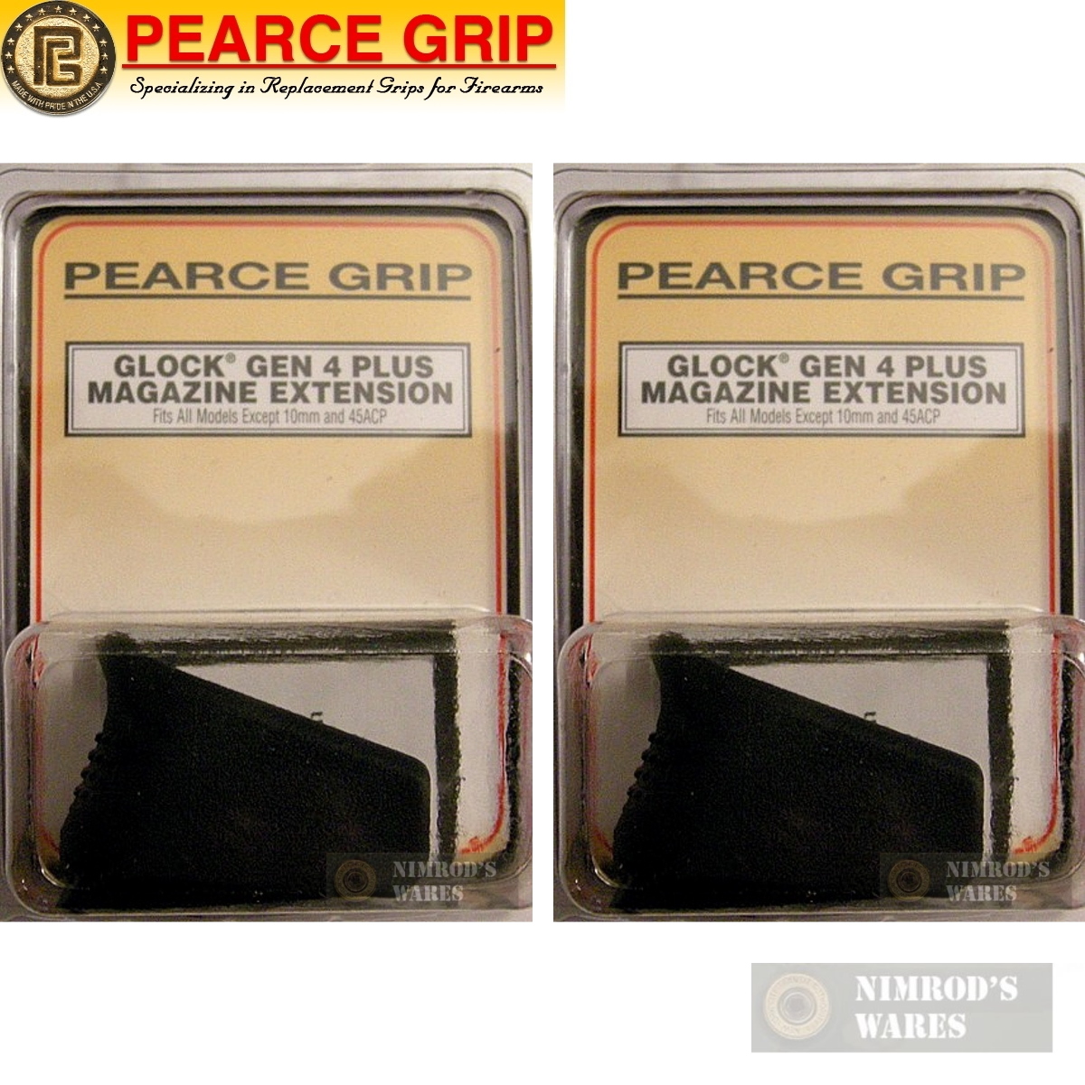 2-PK PEARCE GRIP PGG4+ Glock Gen4 PLUS Ext. +2-9mm/40SW/357 +1-45GAP-img-0