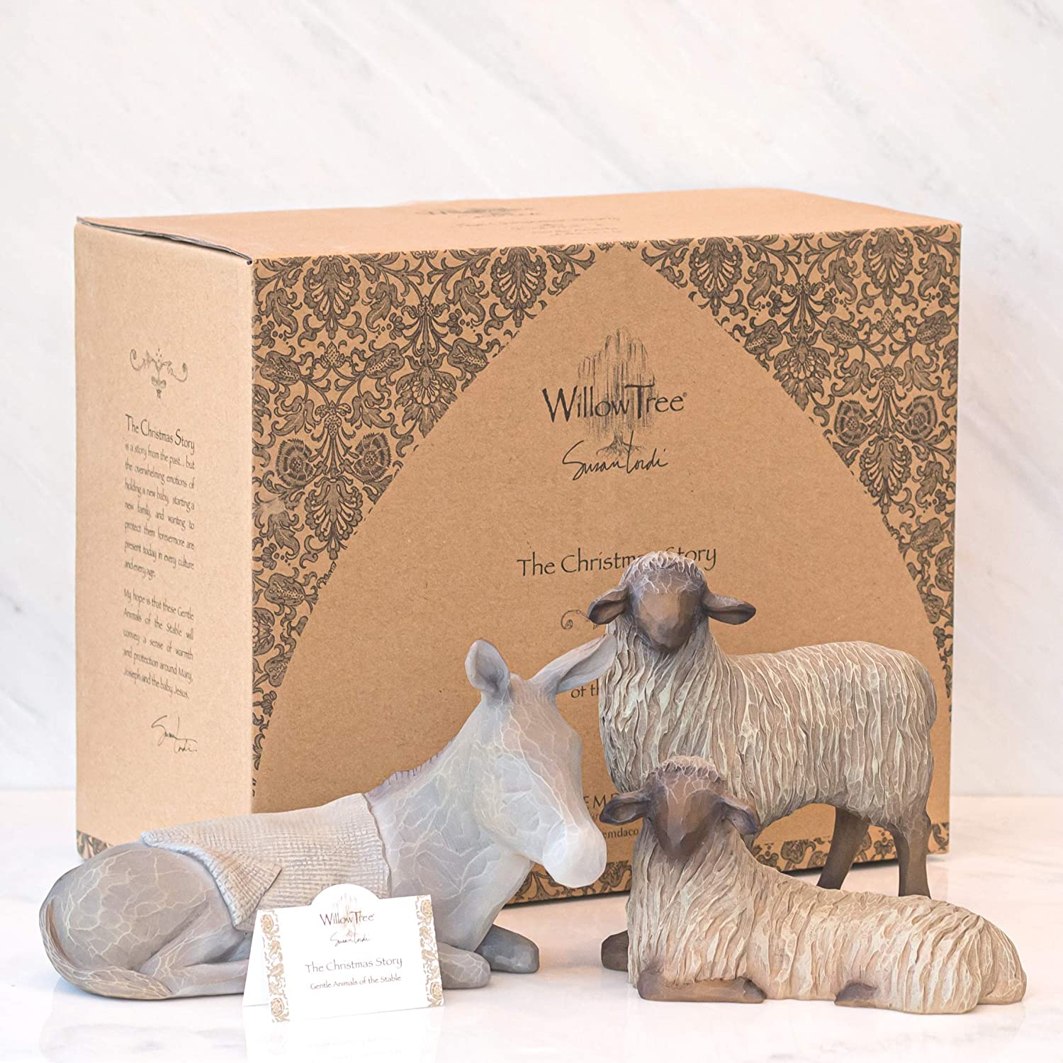 shepherd and stable animals willow tree in box