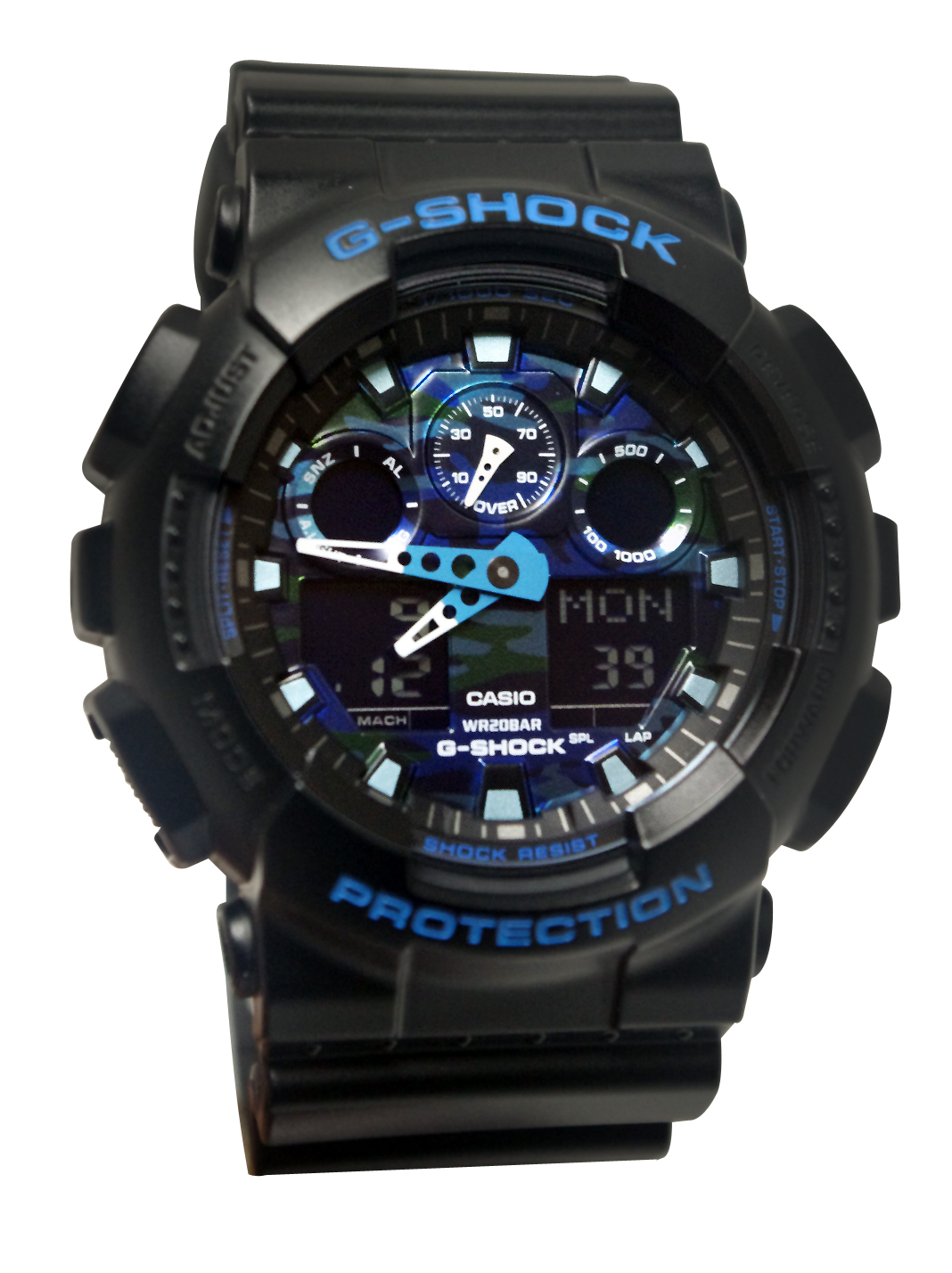 Casio GA100CB-1A G-Shock Blue Analog Digital Black Resin Band Men Watch ...