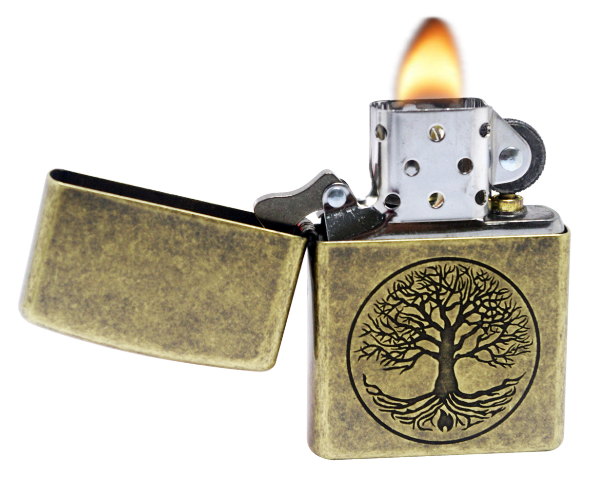 Zippo 29149 Tree of Life Antique Brass Finish Windproof Pocket Lighter ...