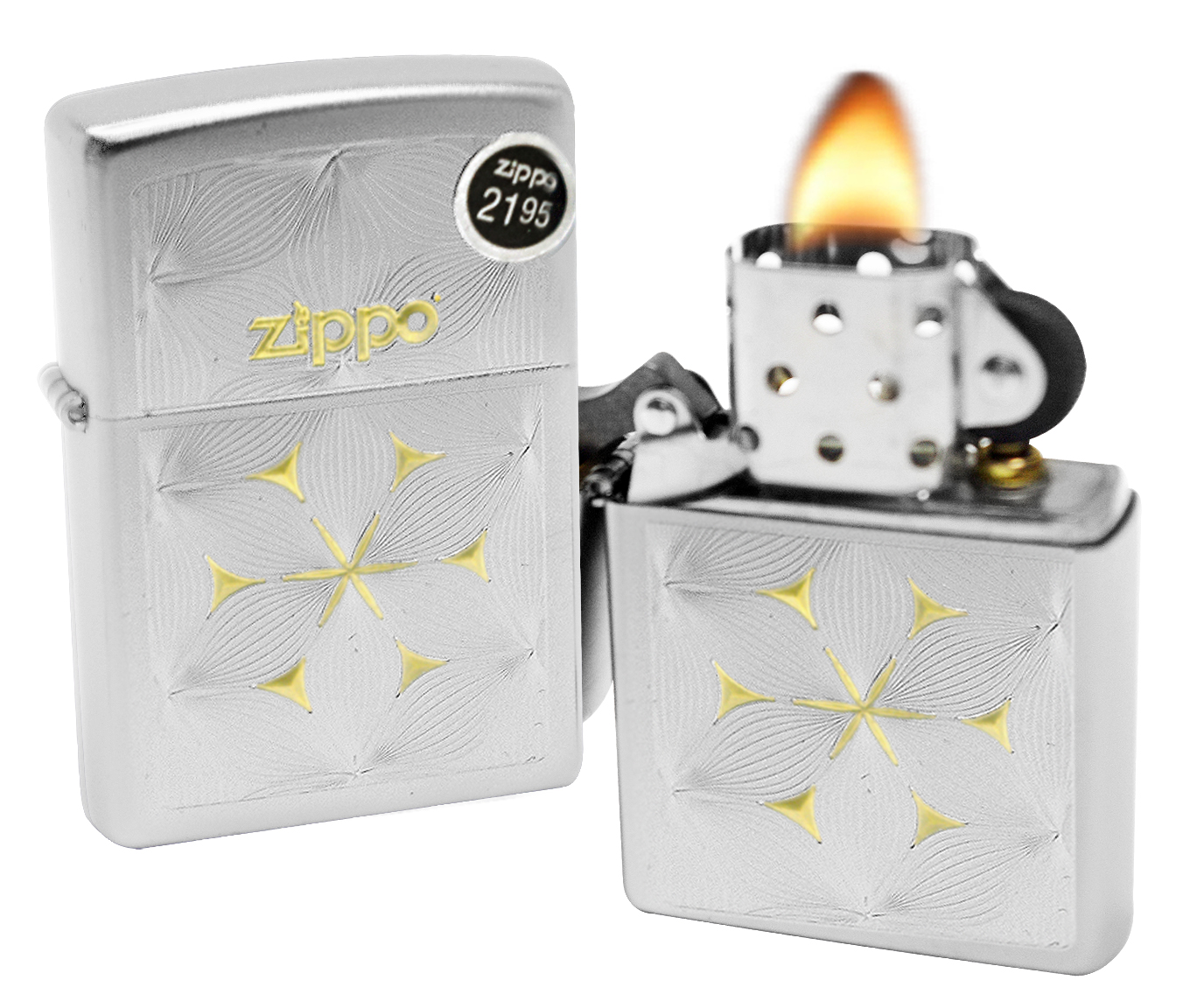 Zippo 29411 Flowers Floral Design Satin Chrome Finish Windproof Lighter