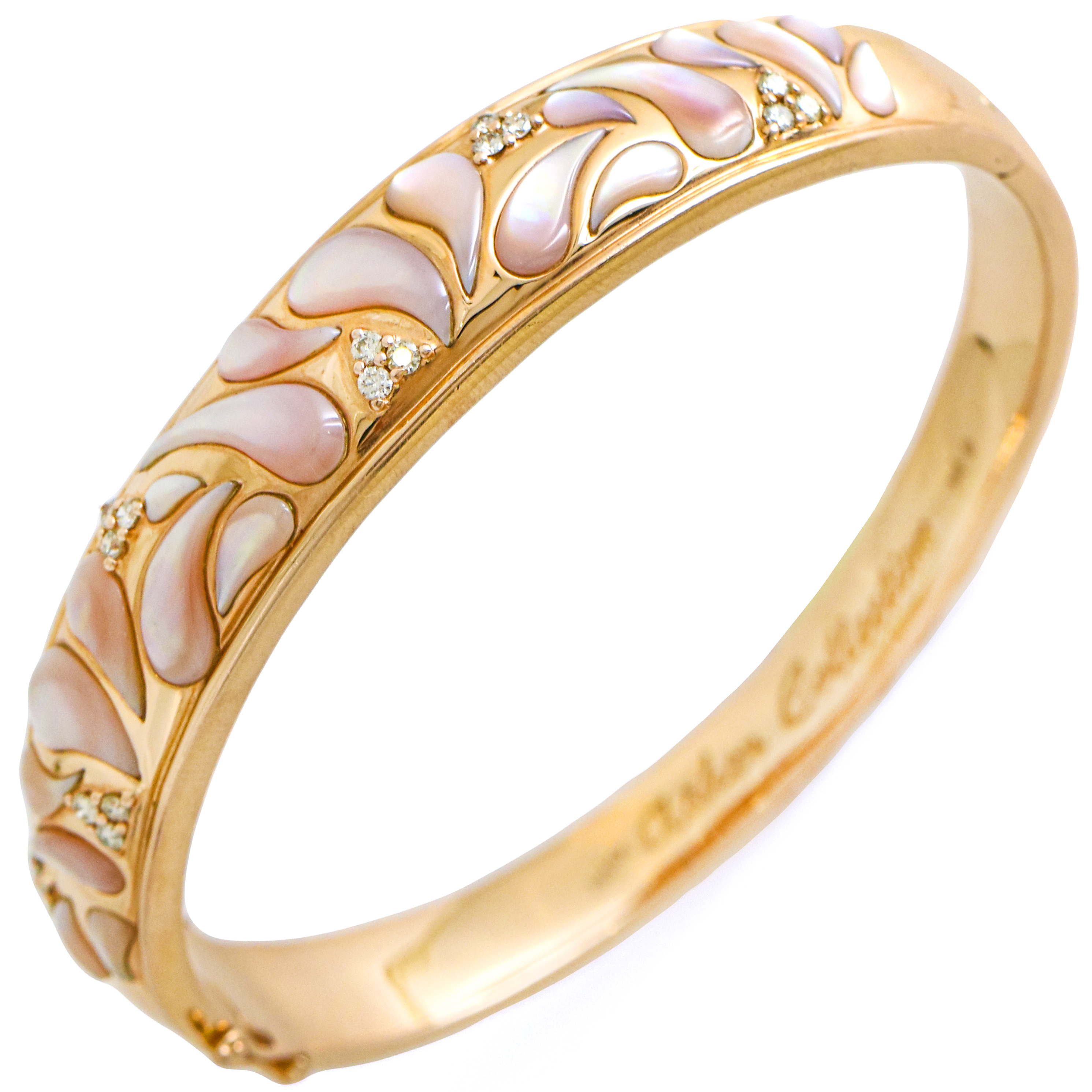 Asher Collection Pink Mother Of Pearl And Diamond Bangle Bracelet Asher Collection Pink Mother Of Pearl