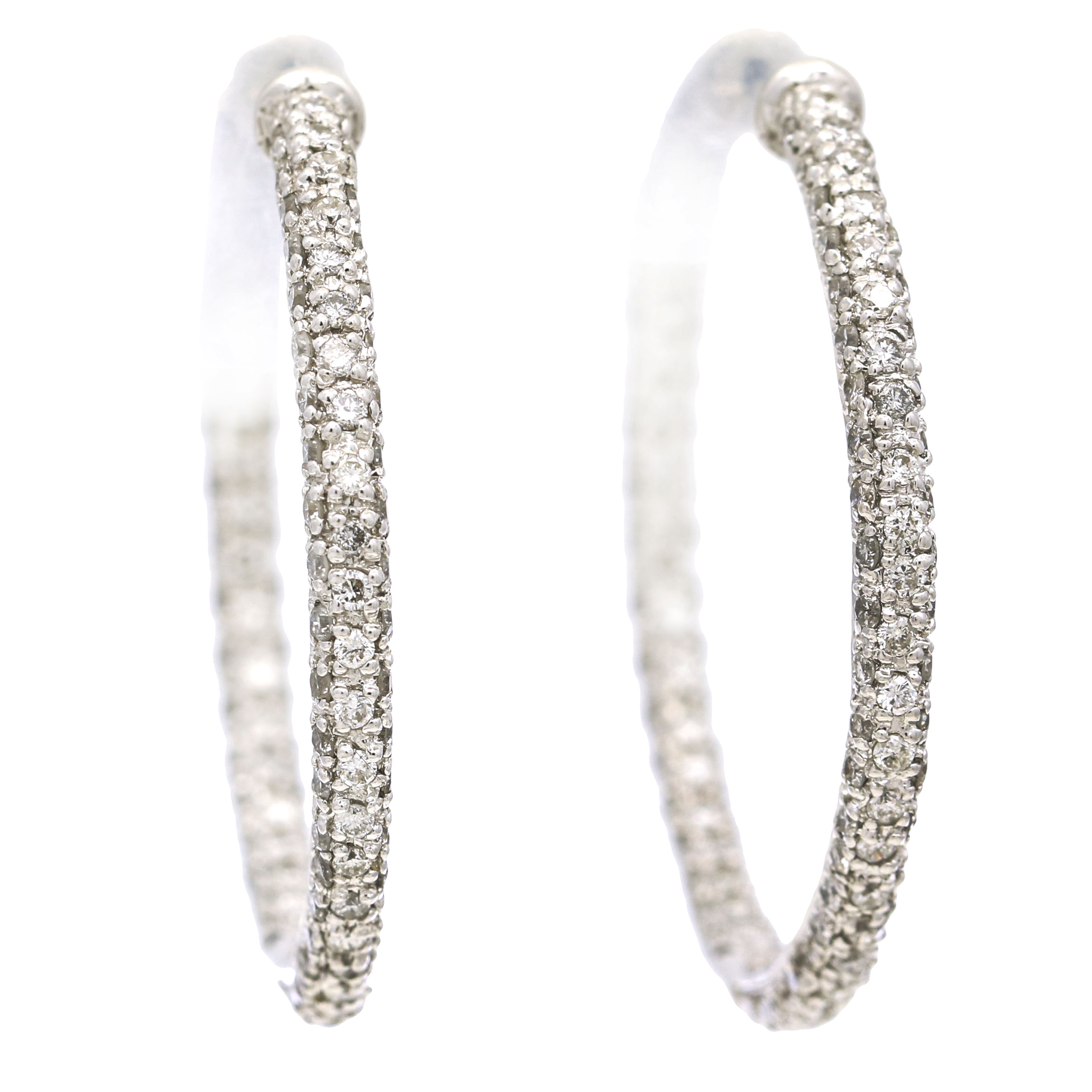 Inside Out Pave Diamond Large Hoop Earrings in 18k White Gold ( 2.00 ct ...