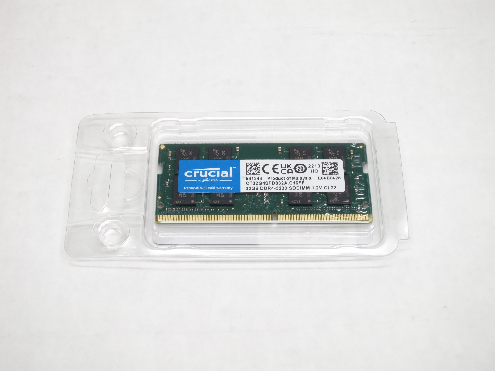 thumbnail image 2 of 32GB DDR4 SODIMM Laptop RAM – 3200MHz, PC4-25600, Non-ECC, 2Rx8, CT32G4SFD832A 2 of 2