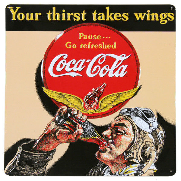 Vintage Metal Sign /"Drink Pepsi Cola/" 14/" X 14/" Gift For Pilots or Hangar