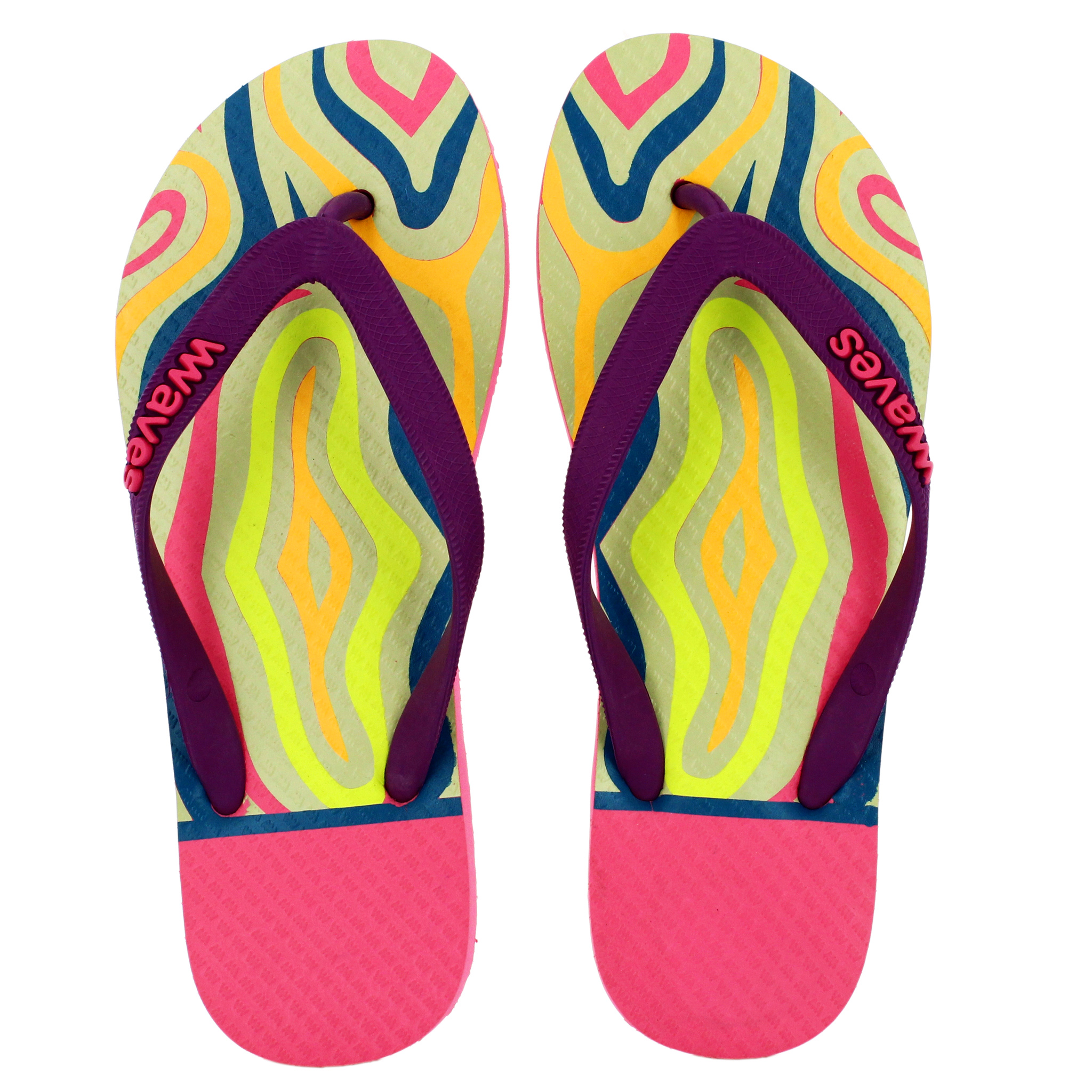 Waves Multicolored Lines Tapered Rubber Flip Flops Chanclas
