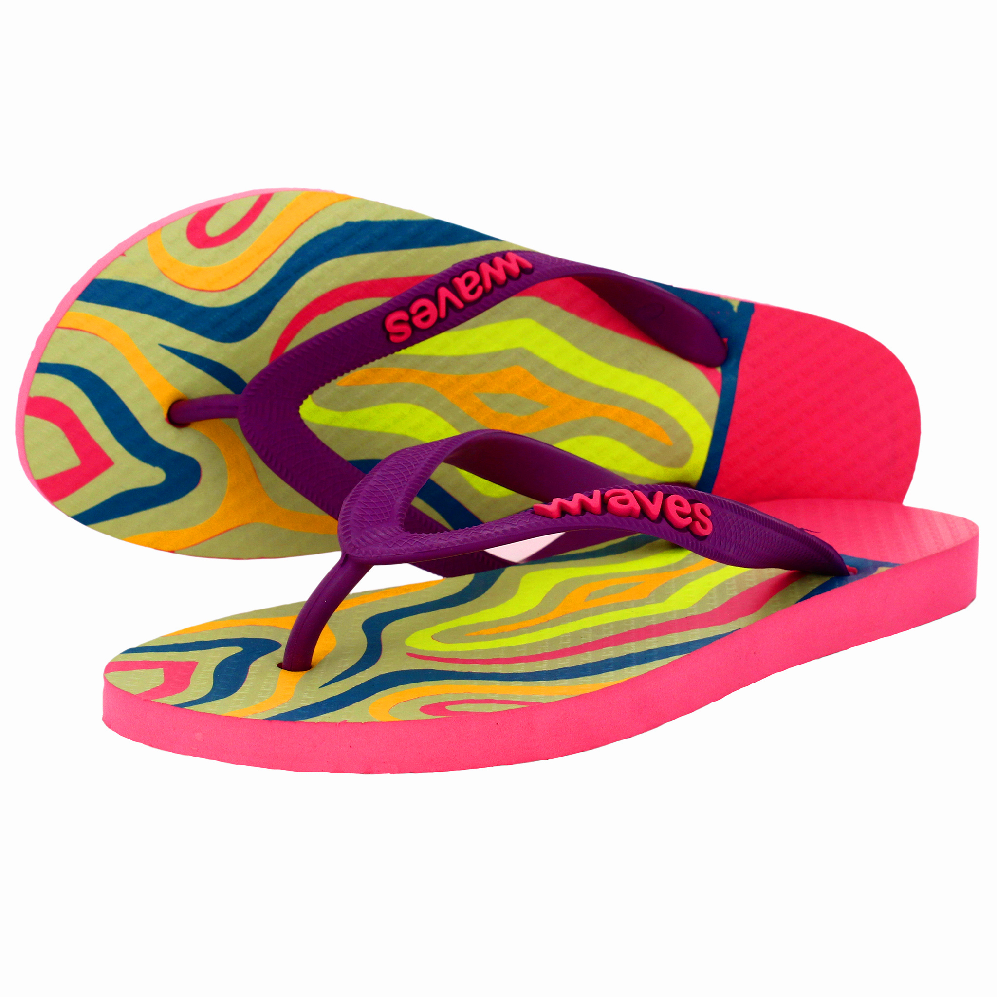 シューズ・サンダルその他 4000030-3252 Women's Rubber Flip-Flops Waves Multicolored Lines Tapered Rubber Flip Flops Chanclas