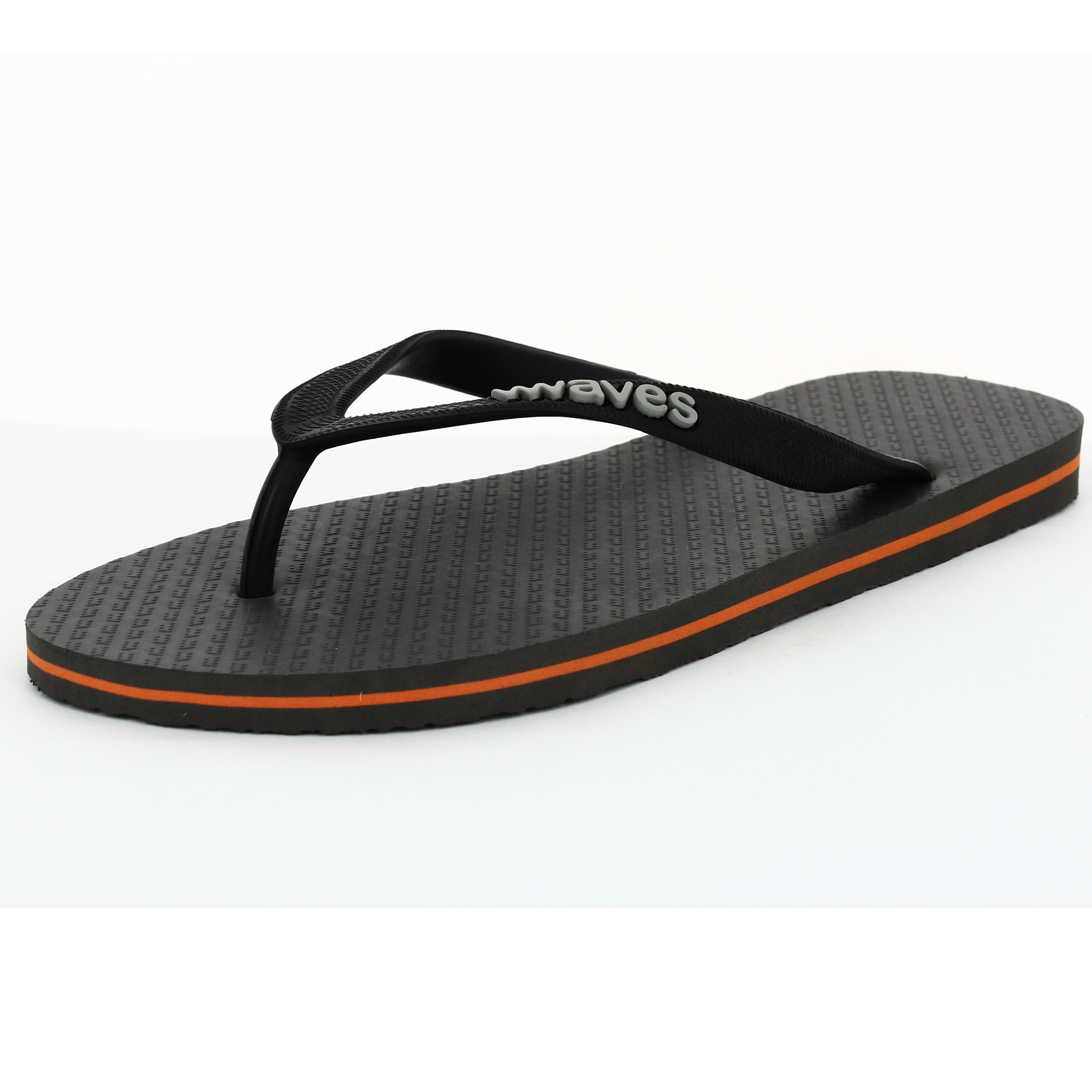 New Waves Gray and Orange Tapered Rubber Flip Flops Slippers