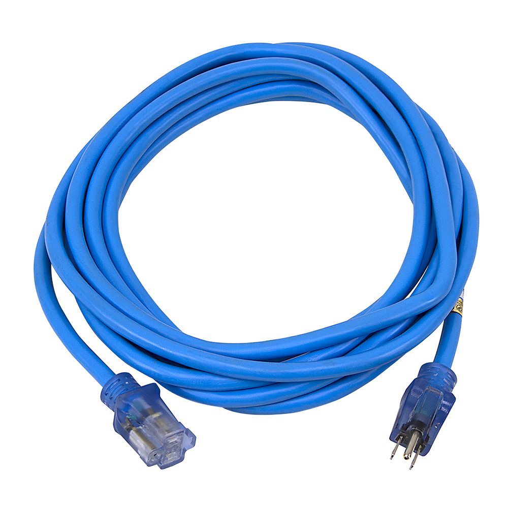 20 ft Extension Cord 1 Plug Lighted 12/3 Gauge Indoor Outdoor Blue 11