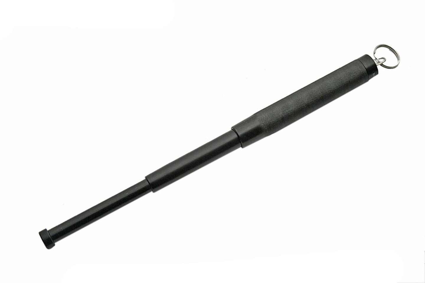 Self-Defense Baton 12" Black Compact Defense Billy Club Keyring  6" Closed-img-0