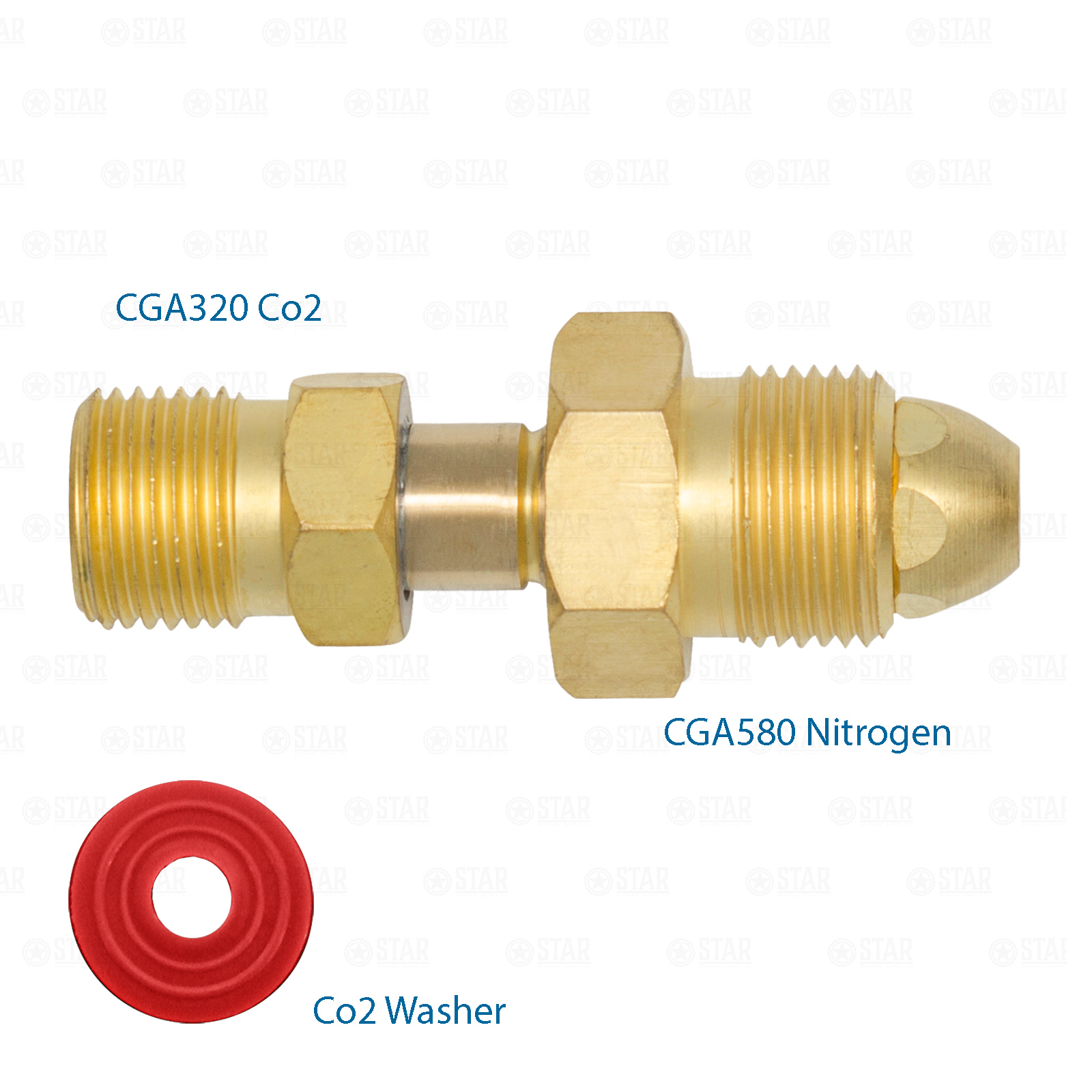 CO2 Regulator to Nitrogen Gas Tank Adapter Brass CGA580 CGA320 Male
