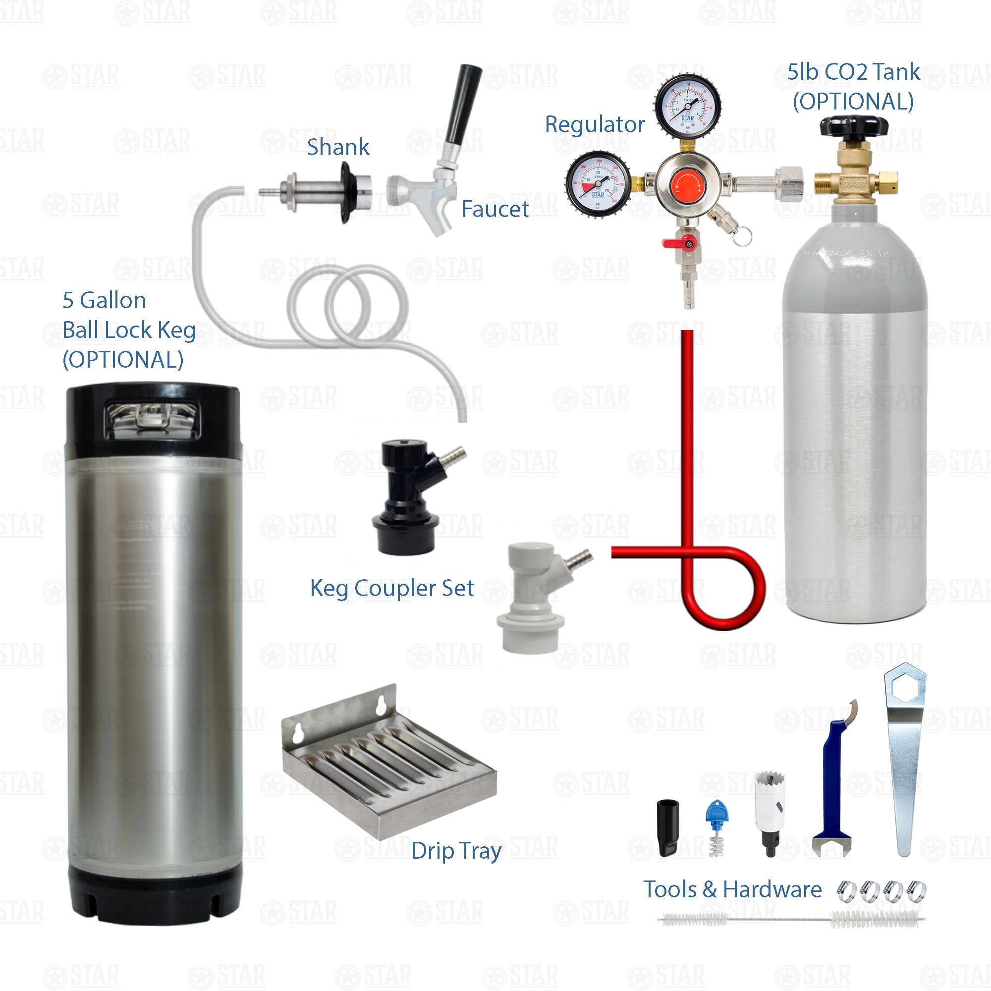1 Tap Single Home Brew Kegerator Conversion Kit! Keezer Beer Ball Pin