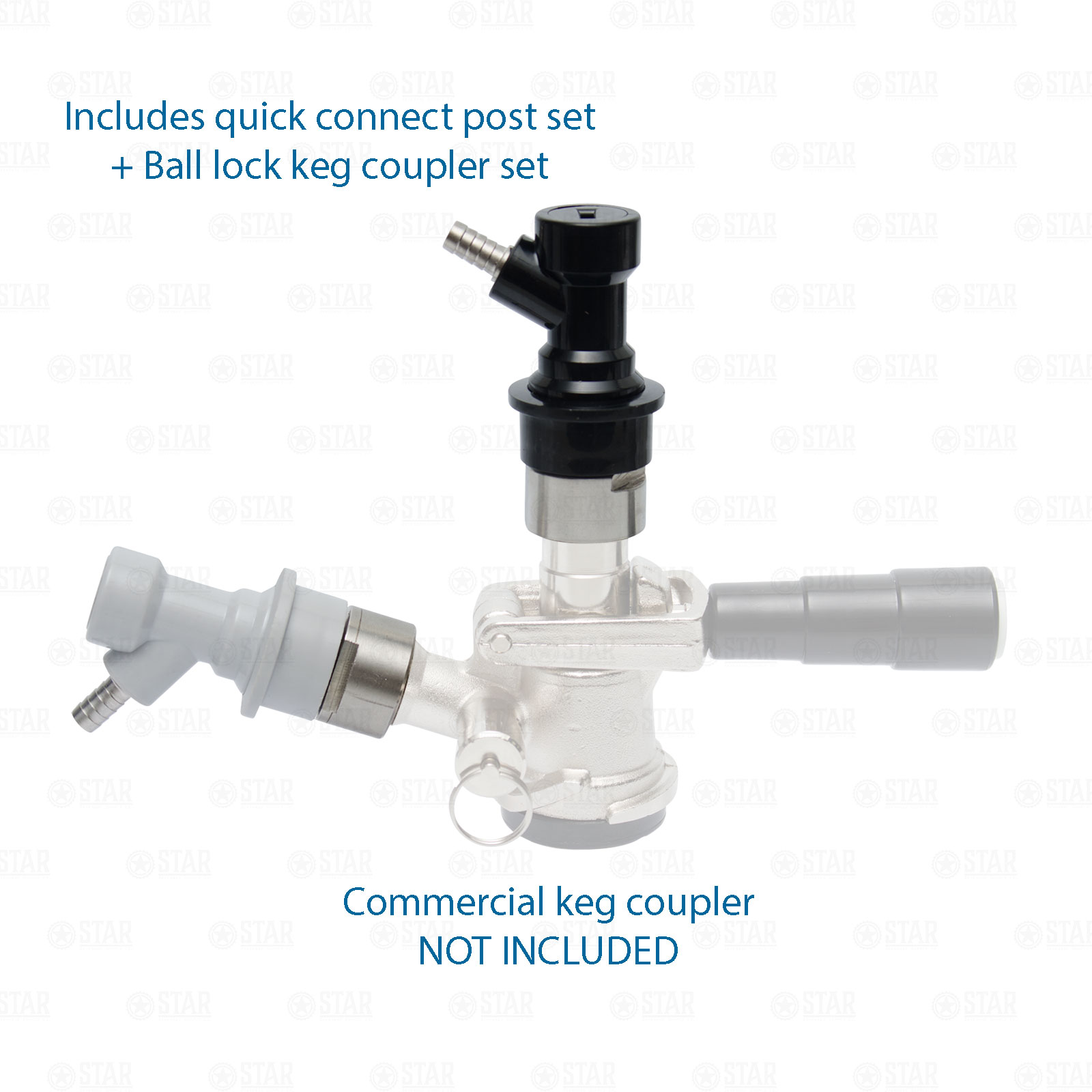 Sanke Keg Quick Connector Adapter Posts + Ball Lock Corny Keg Coupler