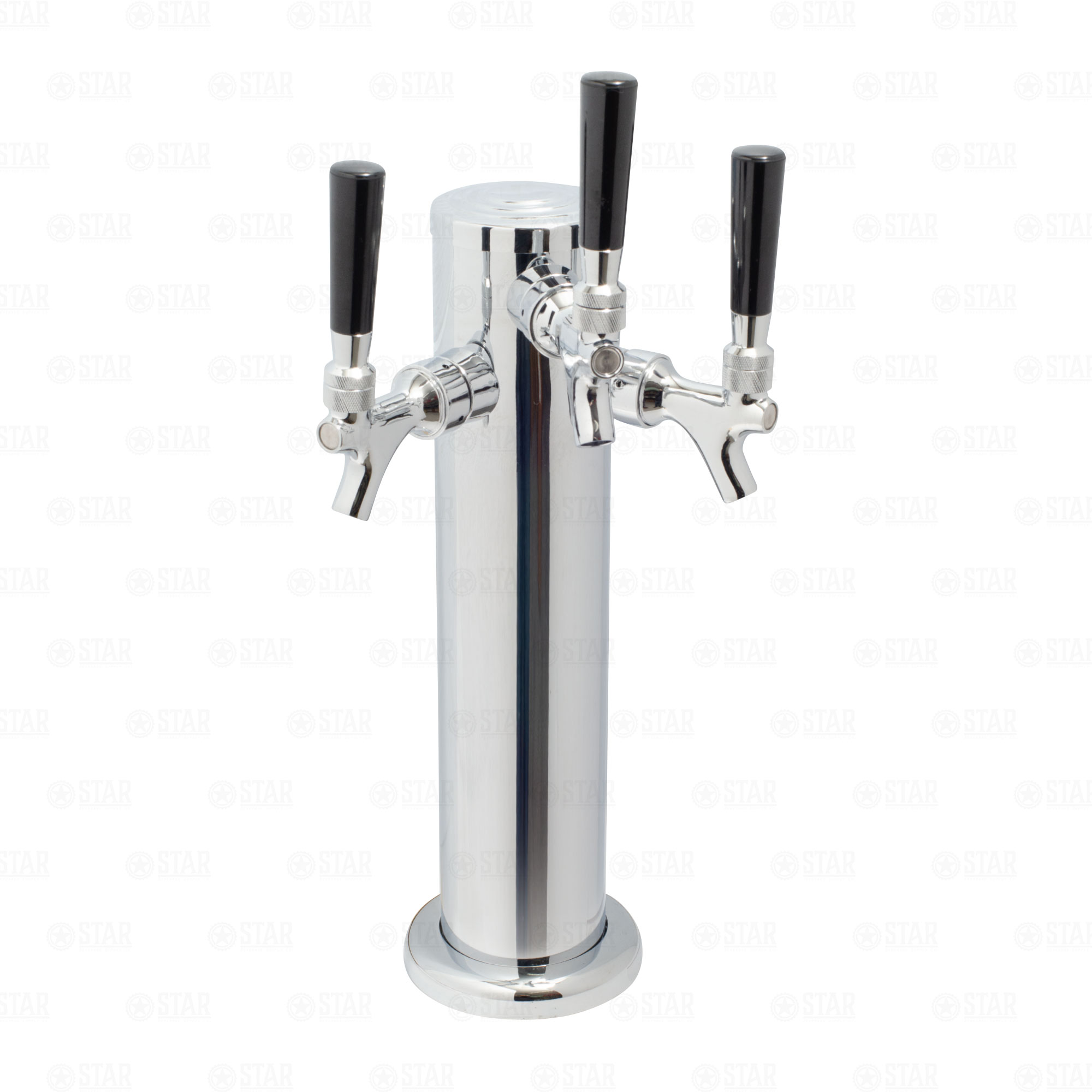3 Tap Draft Beer Tower Triple Faucet 12" Tall, 3" Diameter Stainless