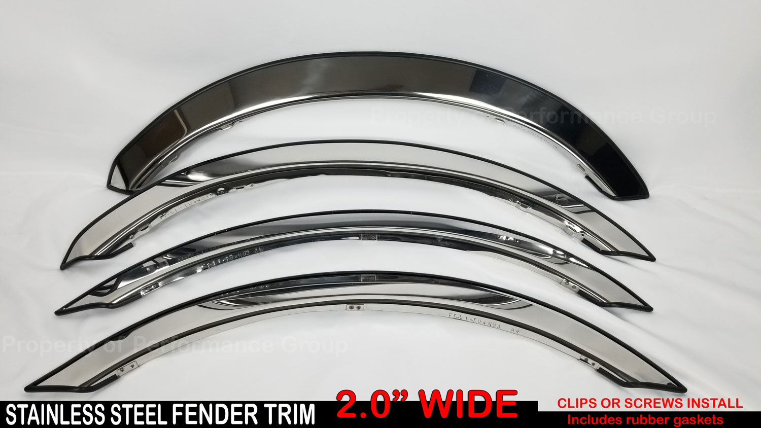 0310 Town Car 4 PC Set Chrome Polished Stainless Steel Fender Trim for