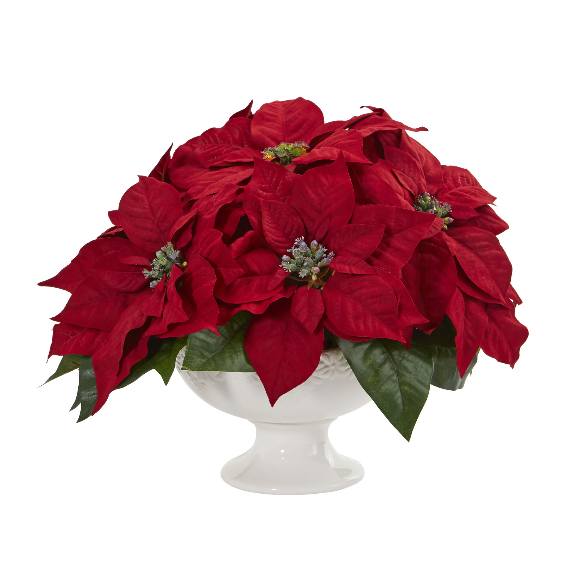 Nearly Natural Artificial Poinsettia Arrangement In Urn Floral Home
