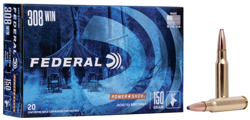 Federal Power-Shok 308 Win 150gr. Jacketed Soft Point #308A 20 Rounds-img-0