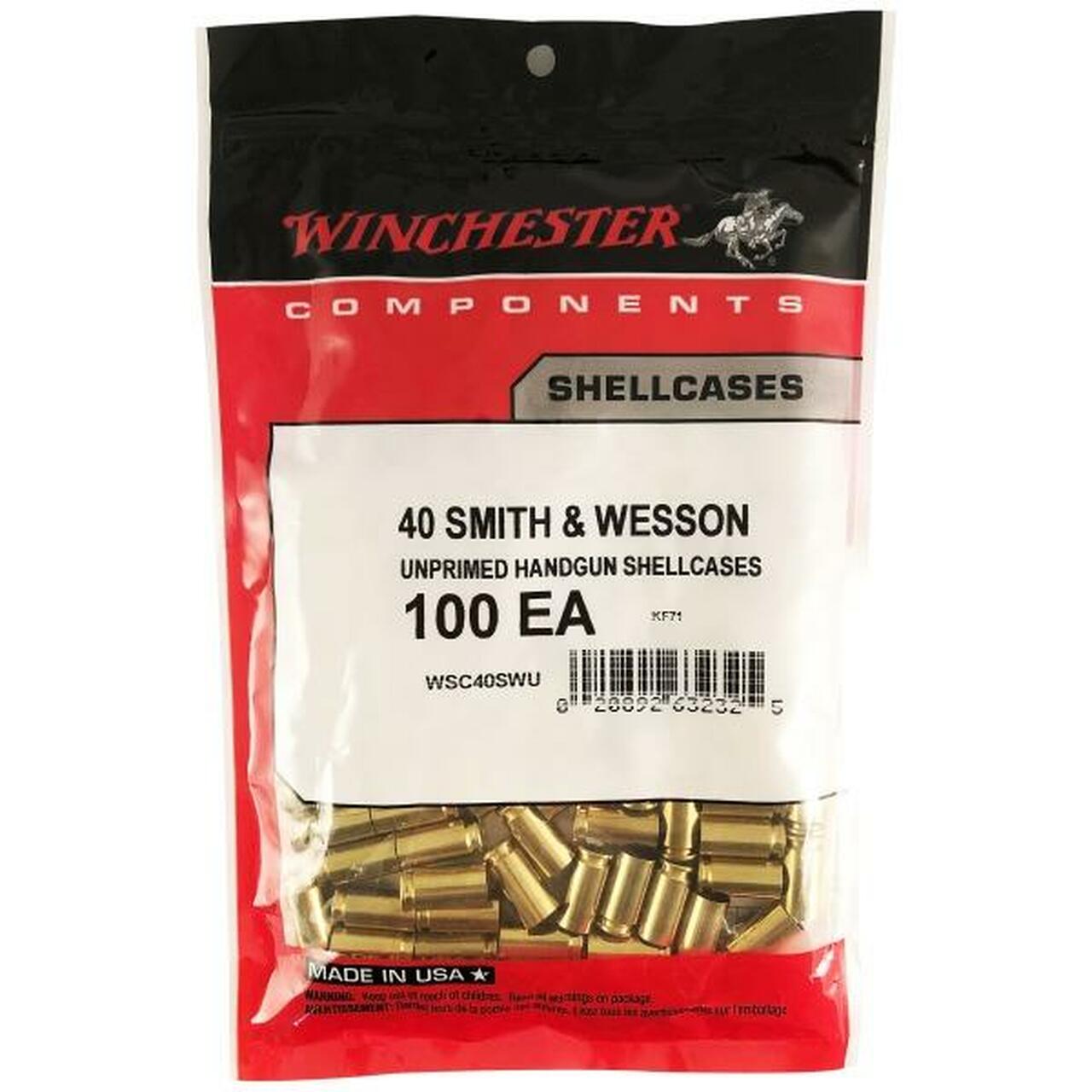 Winchester 40 Smith & Wesson Unprimed Brass 100 Count Bag #WSC40SWU NEW-img-0
