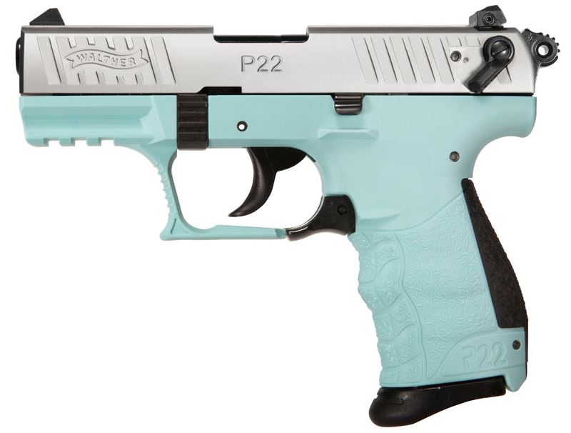 Walther P22 Nickel/Angel Blue .22LR #5120760 New FREE SHIP-img-0