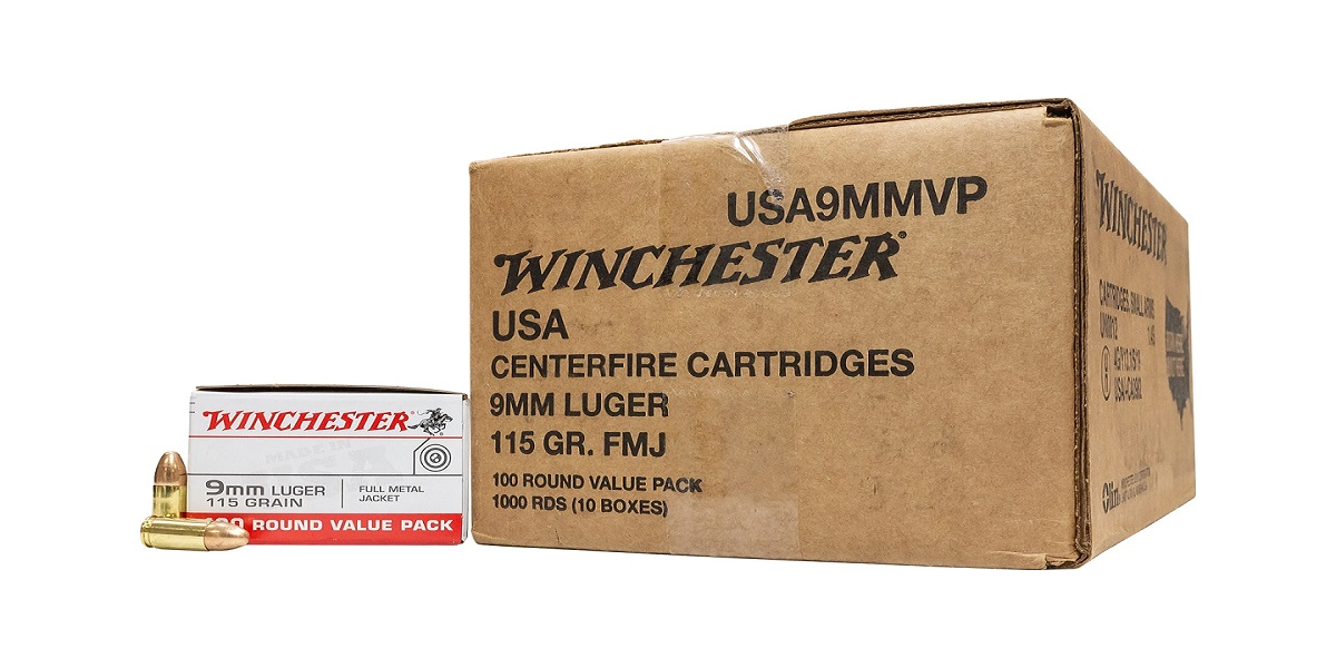 Winchester USA 9MM 115gr FMJ #USA9MMVP-CASE 1,000 Rounds-img-0