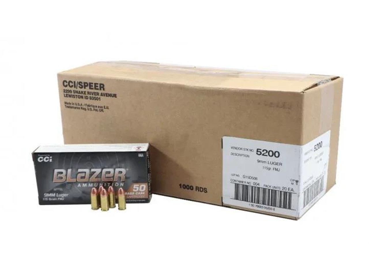 CCI Blazer 9MM 115gr FMJ #5200 1000 Round Case-img-0