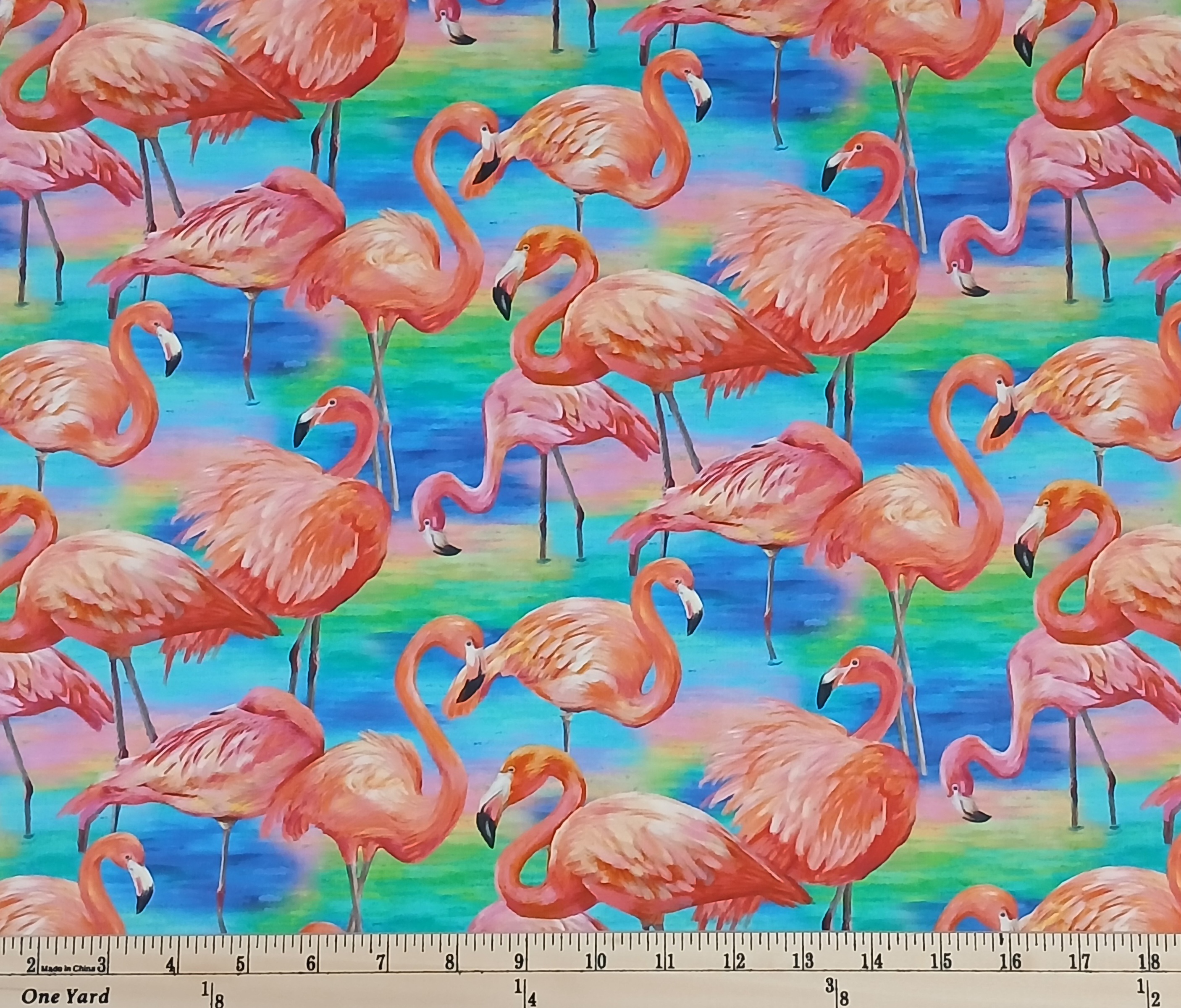 Cotton Fabulous Flamingos Vibrant Birds Cotton Fabric Print by the Yard D770.20