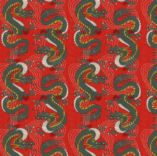 Cotton Kimonos and Koi Bold Dragon Cotton Fabric Print by the Yard D784.96