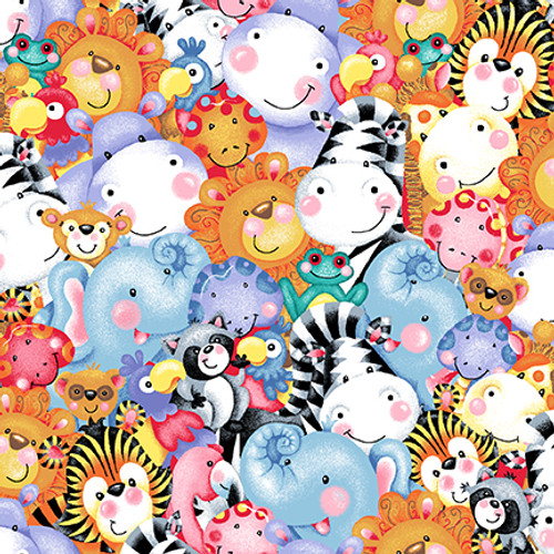 Cotton Forest Floor Born To Be Baby Animals Faces Fabric Print by Yard D782.98