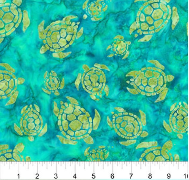 Cotton Batik Banyan Batiks Oceana Turtles Caribbean Sea Tropical Ocean Animals Northcott Green Cotton Fabric Print by the Yard (83471-67)