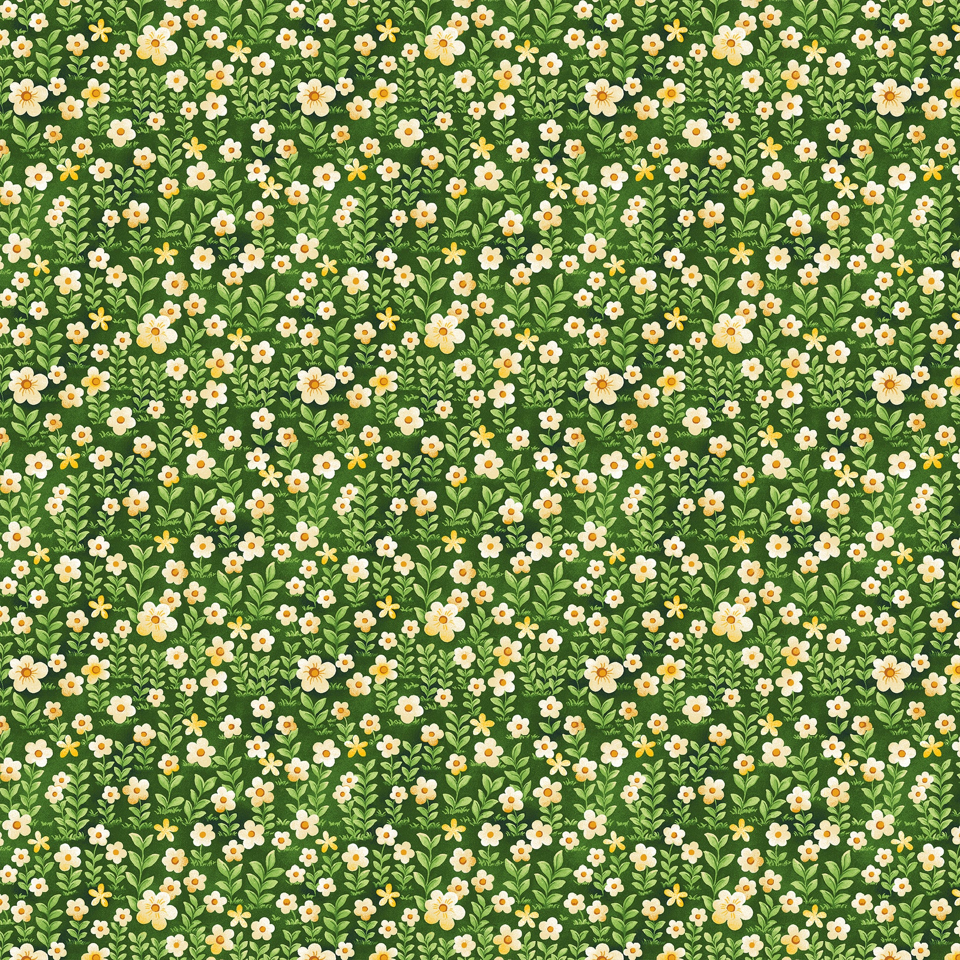 Cotton Field of Flowers Forest Fables Green Meadow Flowers Floral Fields Paintbrush Studio Green Cotton Fabric Print by the Yard (12019621)