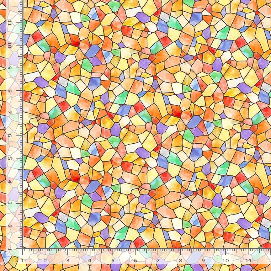 Cotton All is Calm Multicolored Rainbow Stained Glass Tiles Church Windows Timeless Treasures Multicolor Cotton Fabric Print by the Yard (FUN-CD3526-MULTI)