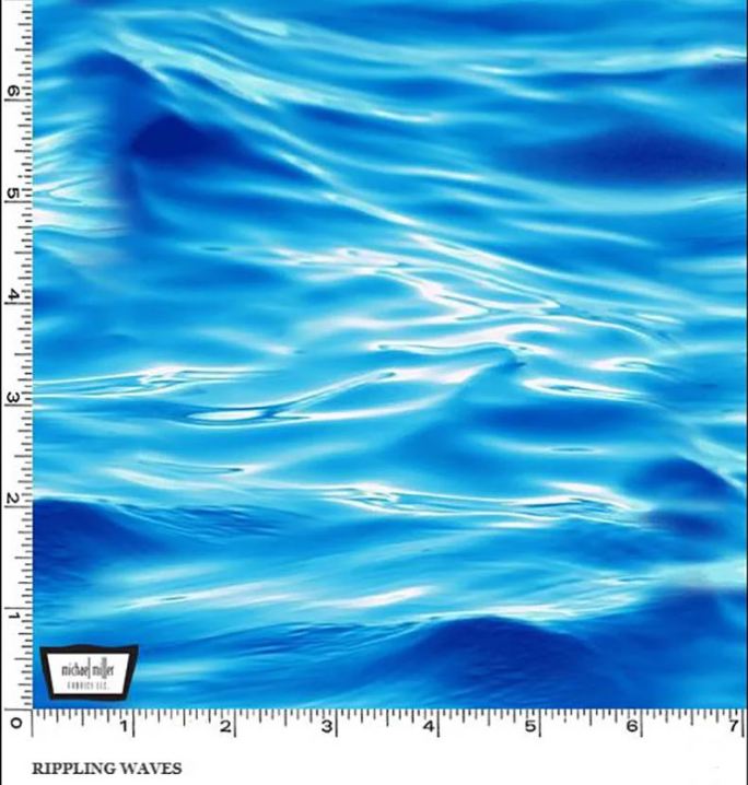 Cotton Rippling Waves Ocean Water Lake River Ripples Reflections Michael Miller Fabrics Blue Cotton Fabric Print by the Yard (DDC11488-BLUE-D)