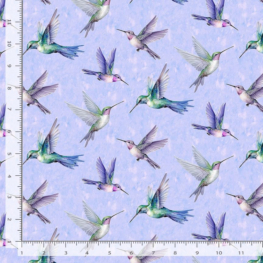 Cotton Garden Delight Flying Hummingbirds Birds Animals Creatures Spring Timeless Treasures Multicolor Cotton Fabric Print by the Yard (BIRD-CD3507-MULTI)
