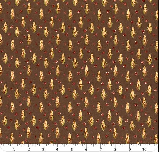 Cotton Fall's in Town by Sandy Gervais Corn on the Cob Seasonal Food Thanksgiving Riley Blake Cotton Fabric Print by the Yard (C13514-BROWN)