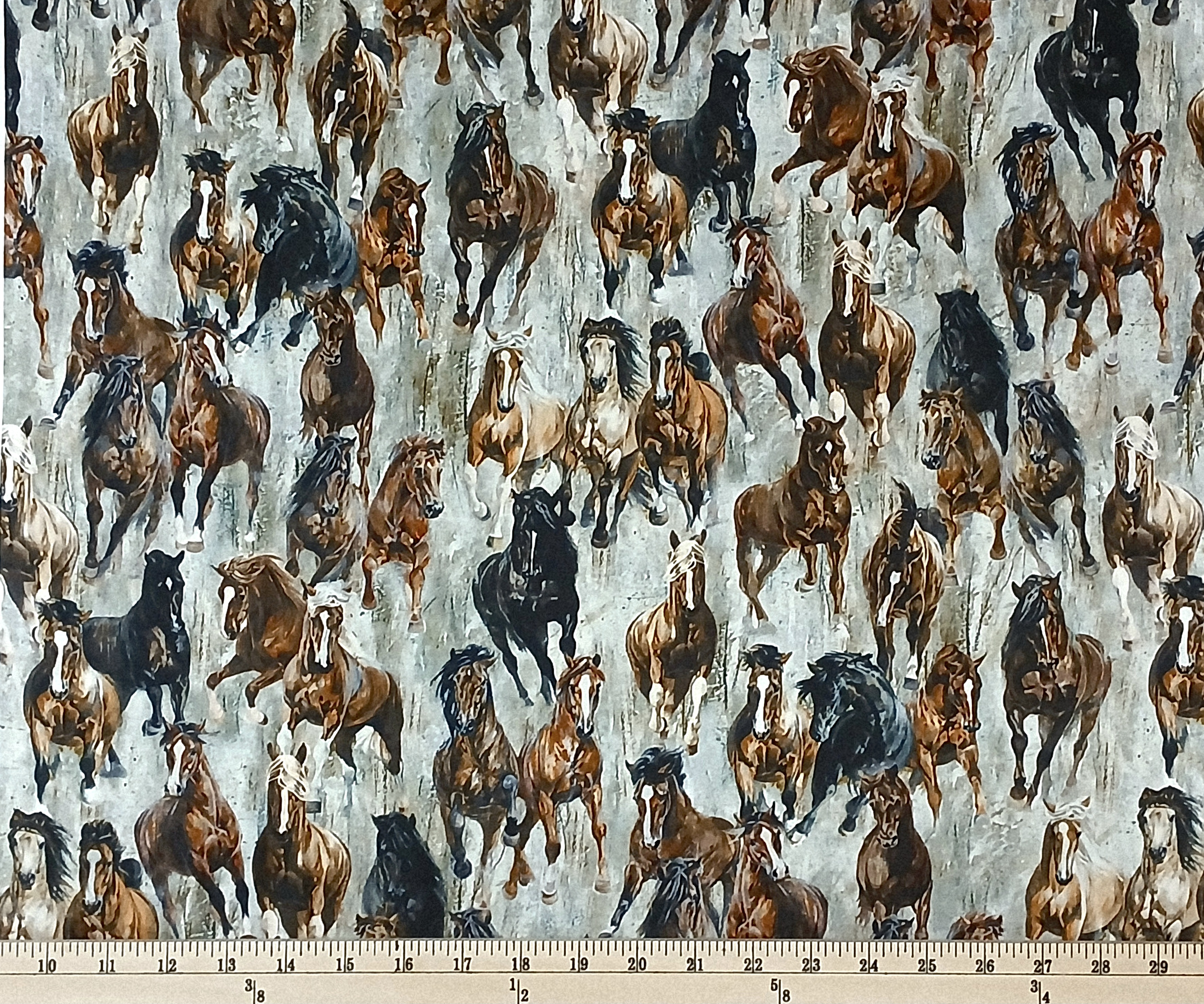 Cotton Stallion Stallions All Over Horses Equestrian Herds Wild West Northcott Cotton Fabric Print by the Yard (DP26812-92)