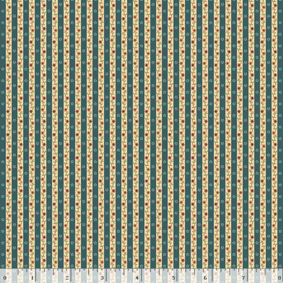 Cotton Hearthstone Bridle Path BOM Calico Stripes Sew'n Wild Oaks Lynn Wilder Marcus Fabrics Blue Cotton Fabric Print by the Yard (R600535BLUE)