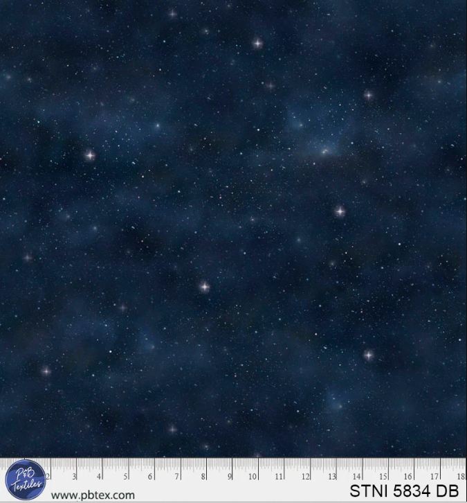 Cotton Starlit Night Starry Sky Galaxies Stars Outer Space P&B Textiles Cotton Fabric Print by the Yard (000243576)